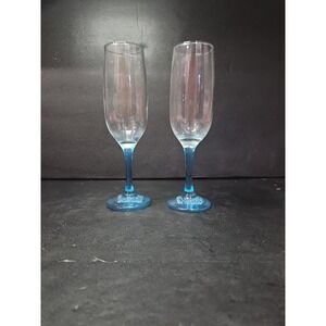 Epure Blue Stems Champagne Flutes Glasses Set Of Two With Tags